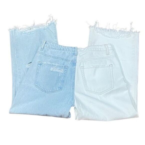 NWT Vervet Los Angeles Multi Color Wide Leg Super Distressed Cropped Jeans Size - Picture 3 of 4